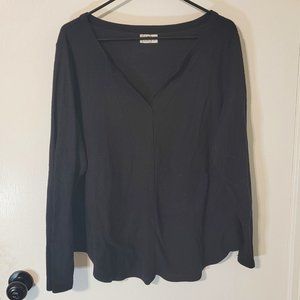 Maurices 24/7 Waffle Knit Black V-Neck